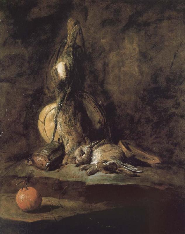 Jean Baptiste Simeon Chardin Rabbit hunting with two powder extinguishers and Orange China oil painting art
